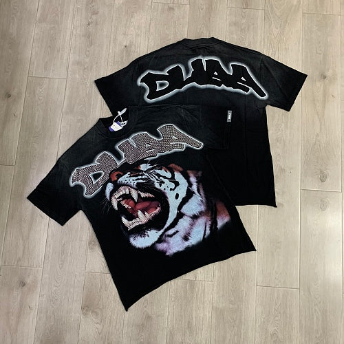 DUAA White Tiger Graphic Black T‑Shirt