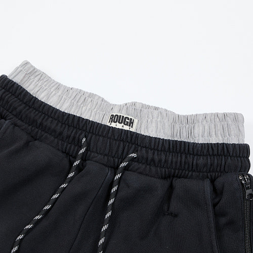 Roughplay Letter Print Wide‑Leg Sweatpants