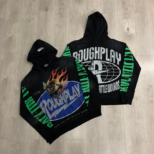 Roughplay Flame Print Pullover Hoodie