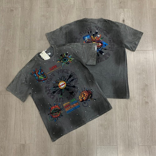 DUAA Tie‑Dye Graphic Grey Short‑Sleeve T‑Shirt