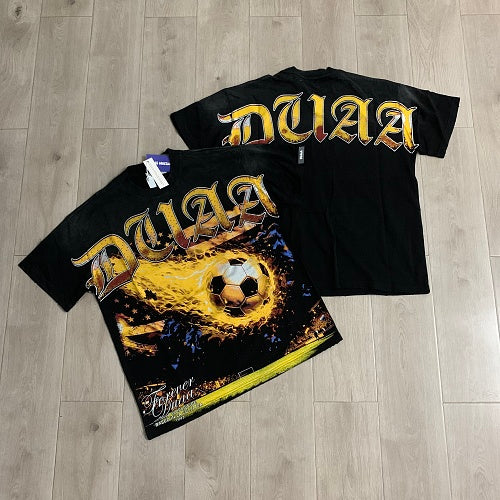 DUAA Soccer Fire Graphic Black Short‑Sleeve T‑Shirt