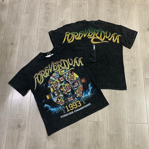 DUAA 1993 Vintage Wheel Graphic Black Short‑Sleeve T‑Shirt