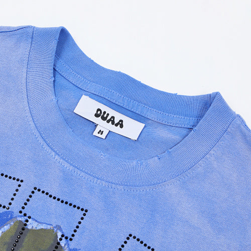 DUAA Portrait‑Graphic Blue Short‑Sleeve T‑Shirt