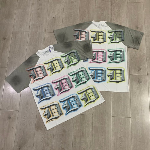 DUAA Multicolor 3D Letter White Short‑Sleeve T‑Shirt