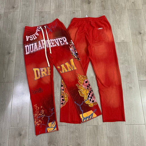 DUAA Red Gradient Graphic Street Sweatpants