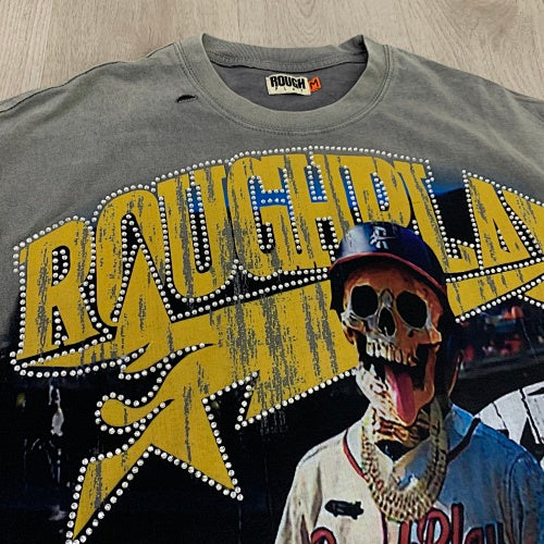 Roughplay Baseball Player Smiley Graphic Short Sleeve T‑Shirt
