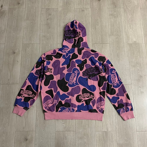 Roughplay Pink‑Purple Camo Zip‑Up Hoodie