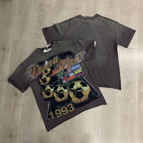 DUAA 1993 Distressed Dark‑Grey Short‑Sleeve T‑Shirt