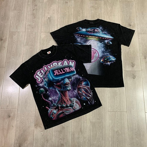 Jellybean Alien UFO Graphic Short‑Sleeve T‑Shirt