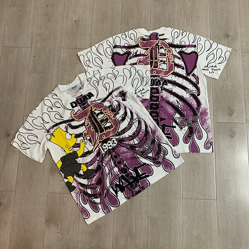 DUAA Purple Skeleton Graphic Short‑Sleeve T‑Shirt
