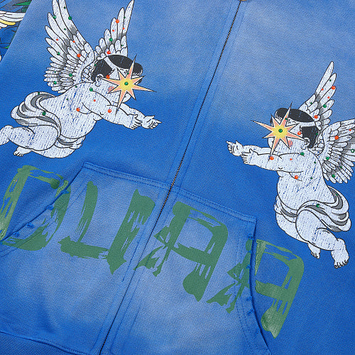 DUAA Blue Tiger & Angel Zip‑Up Hoodie