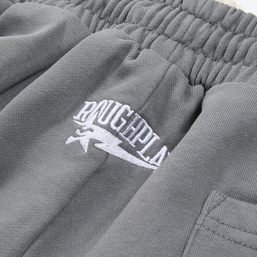 Roughplay Letter Print Wide‑Leg Sweatpants