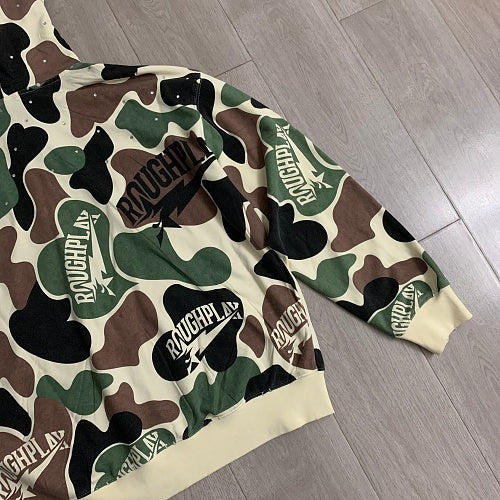 Roughplay Green Camo Graphic Zip‑Up Hoodie
