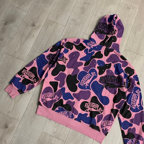 Roughplay Pink‑Purple Camo Zip‑Up Hoodie