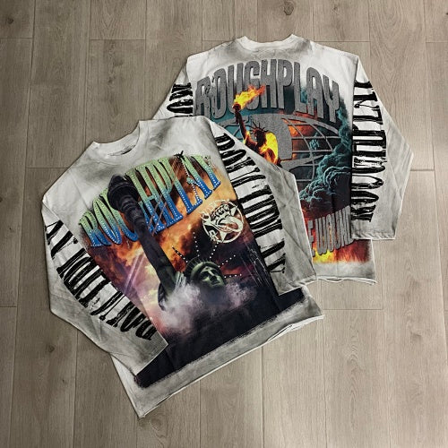 Roughplay Tie‑Dye Graphic Long‑Sleeve Top