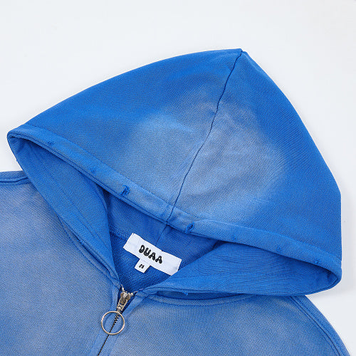 DUAA Blue Tiger & Angel Zip‑Up Hoodie
