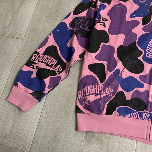 Roughplay Pink‑Purple Camo Zip‑Up Hoodie