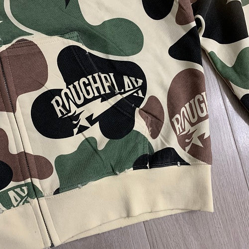 Roughplay Green Camo Graphic Zip‑Up Hoodie
