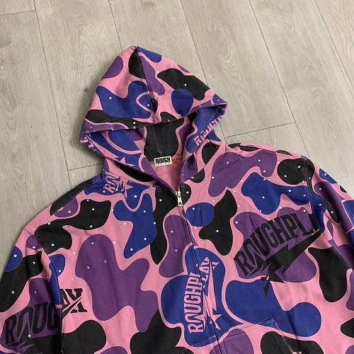 Roughplay Pink‑Purple Camo Zip‑Up Hoodie