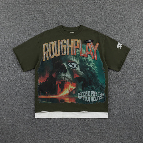 Roughplay Vintage Warrior Graphic Double‑Sided Print Short Sleeve T‑Shirt