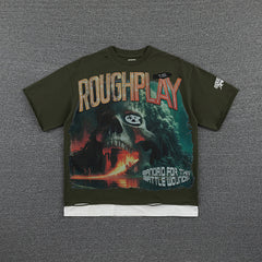 Roughplay Vintage Warrior Graphic Double‑Sided Print Short Sleeve T‑Shirt