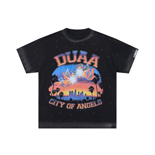 DUAA City‑Landscape Graphic Black Short‑Sleeve T‑Shirt
