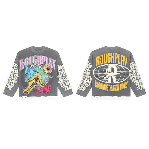 Roughplay Gun Graphic Raglan Long Sleeve T‑Shirt