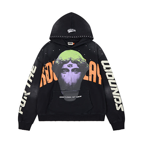 Roughplay Green Skull Graphic Zip‑Up Hoodie