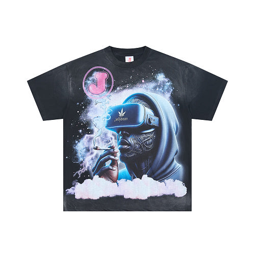 Jellybean Astronaut Galaxy Graphic Double‑Sided Print Short Sleeve T‑Shirt