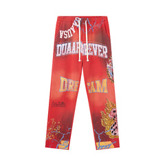 DUAA Red Gradient Graphic Street Sweatpants