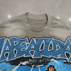 Vareallday Movie‑Graphic Washed‑Grey Short‑Sleeve T‑Shirt