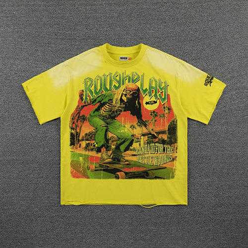 Roughplay Vintage Jungle Graphic Double‑Sided Print Short Sleeve T‑Shirt