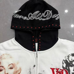 Vareallday Marilyn‑Graphic Two‑Tone Hoodie
