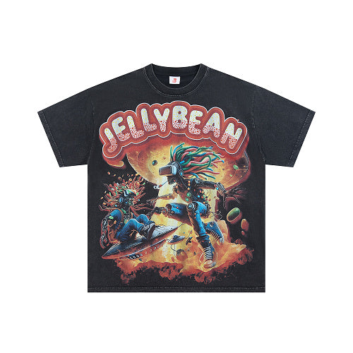 Jellybean Vintage Graphic Double Sided Print Short Sleeve T‑Shirt