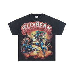 Jellybean Vintage Graphic Double Sided Print Short Sleeve T‑Shirt