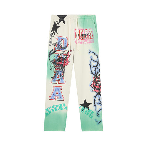 DUAA Tie‑Dye Graphic Casual Sweatpants