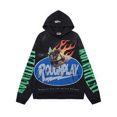Roughplay Flame Print Pullover Hoodie