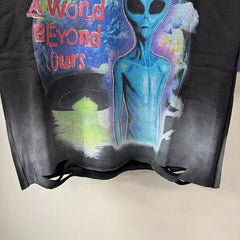 Vareallday Alien‑Graphic Purple‑Trim Ringer T‑Shirt