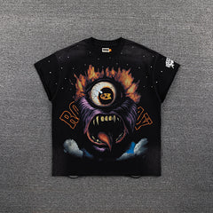 Roughplay Monster Eye Graphic Double‑Sided Print Short Sleeve T‑Shirt