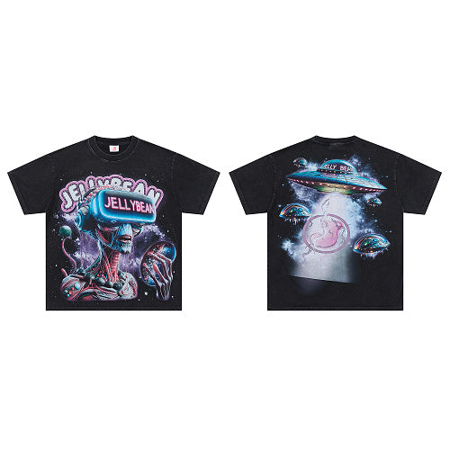 Jellybean Alien UFO Graphic Short‑Sleeve T‑Shirt