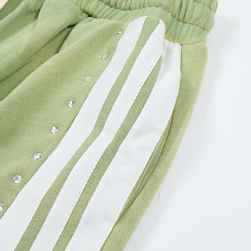Roughplay Green Side‑Stripe Flare Sweatpants
