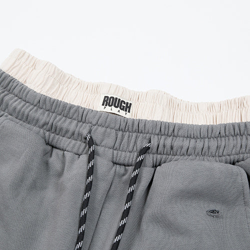 Roughplay Letter Print Wide‑Leg Sweatpants