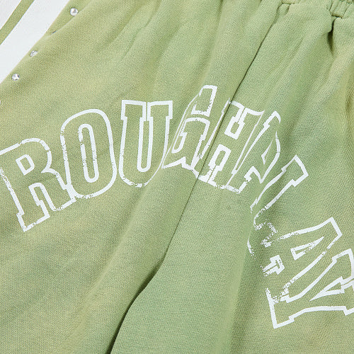 Roughplay Green Side‑Stripe Flare Sweatpants