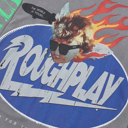 Roughplay Flame Graphic Raglan Long‑Sleeve Tee