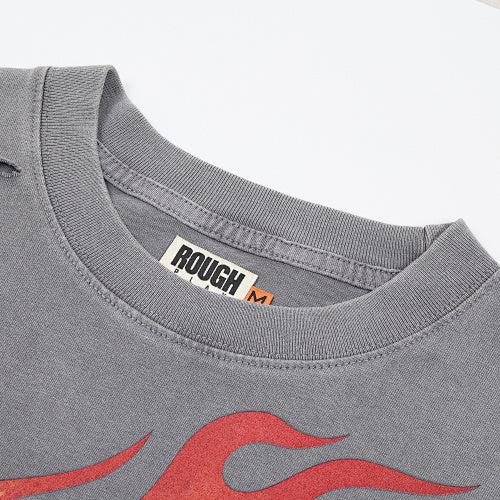Roughplay Flame Graphic Raglan Long‑Sleeve Tee