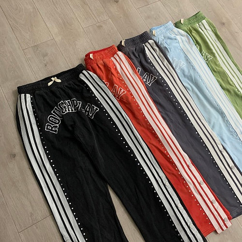 Roughplay Side‑Stripe Flare Sweatpants