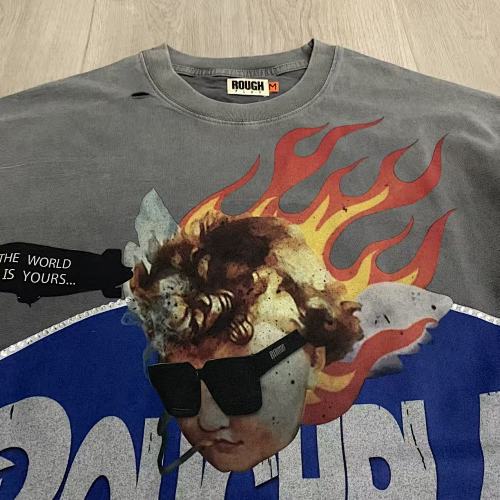 Roughplay Flame Graphic Raglan Long‑Sleeve Tee