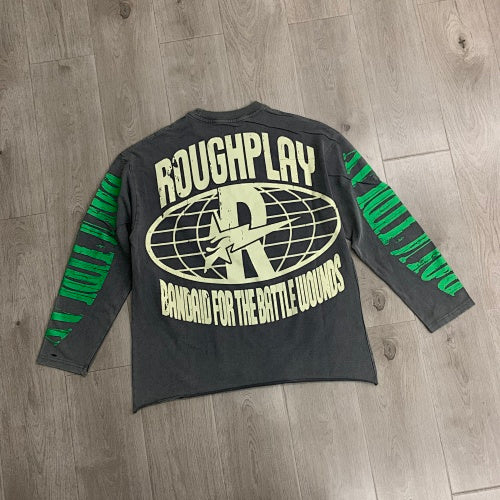 Roughplay Flame Graphic Raglan Long‑Sleeve Tee