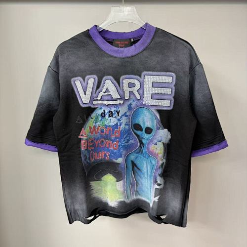 Vareallday Alien‑Graphic Purple‑Trim Ringer T‑Shirt