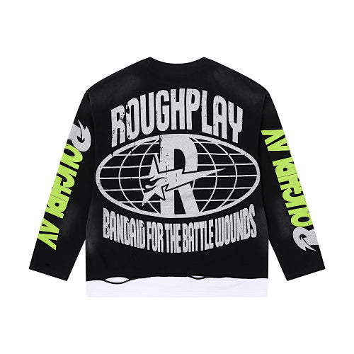 Roughplay Demon Skull Graphic Raglan Long Sleeve T‑Shirt